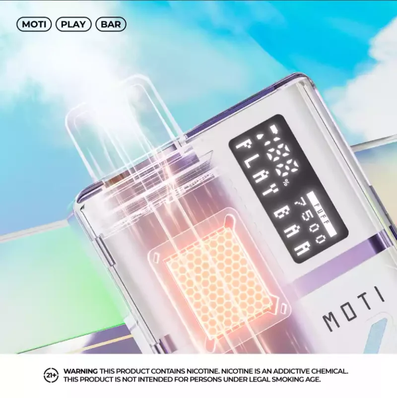 Moti Play Bar 7500 Puffs recarregável 700mAh tipo C Crystal Digital Tela Digital Vape Pen por atacado 5 Baixa nicotina 18ml Bulk Buy 2