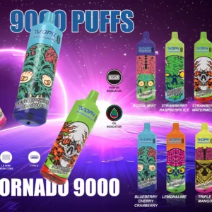 VOPK TORNADO 9000 Puffs 0% 2% 3% 5% Nikotin Einweg-Vape Gro?handel wiederaufladbar 600 mAh LED unten Original Fabrik 1